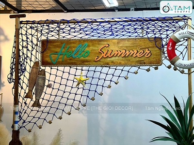 Hello Summer - Decor cổng khung sắt đơn giản chào hè [2026 - Tâm Nguyễn Decor] CC-BIEN-2602
