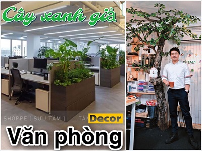 Giảm áp lực công việc với cây xanh giả decor văn phòng