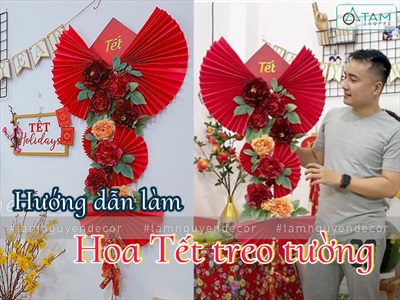 Hướng dẫn làm lẵng hoa trang trí Tết treo tường đẹp 