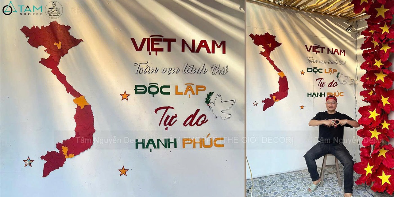 Hoa cờ Việt Nam decor đại lễ 30 tháng 04
