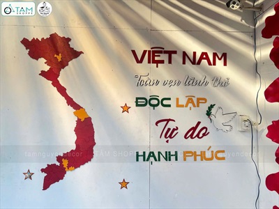 Cổng hoa cờ và bản đồ Việt Nam - Toàn vẹn lãnh thổ [2026 - Tâm Nguyễn Decor] CC-VIETNAM-02