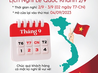 THÔNG BÁO: Lịch nghỉ lễ Quốc khánh 02/09 năm 2023 - Tâm Shoppe [ Thế giới Decor ]