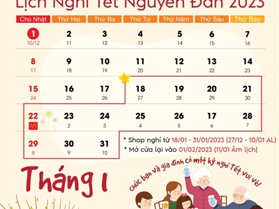 Tâm Shoppe thông báo lịch nghỉ Tết Nguyên Đán Quý Mão 2023