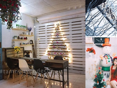 Trang trí Noel phong cách Vintage Bắc Âu đơn giản như Tâm Coffee - By Tâm Nguyễn Decor | Thi công