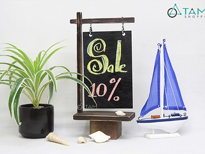 Standee bảng đen treo lệch viết phấn rustic để bàn 17x28cm [2 mặt - bảng tháo được] BANGDEN-06