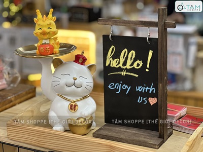 Standee bảng đen treo lệch viết phấn rustic để bàn 17x28cm [2 mặt - bảng tháo được] BANGDEN-06