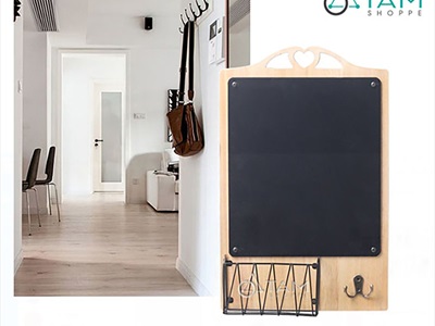Bảng đen menu treo tường có giỏ sắt 30x47cm [Cứng cáp - có móc treo đồ] BANGDEN-08