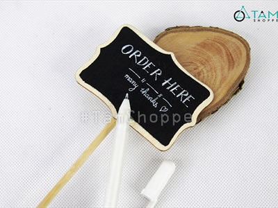 Standee bảng đen viết phấn để bàn đế tròn chân cao 3 kiểu [Tháo lắp - cao 20cm] BANGDEN-09
