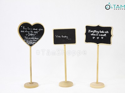 Standee bảng đen viết phấn để bàn đế tròn chân cao 3 kiểu [Tháo lắp - cao 20cm] BANGDEN-09