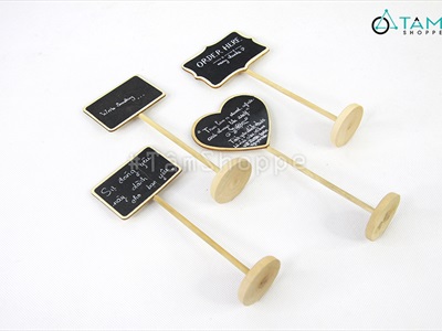Standee bảng đen viết phấn để bàn đế tròn chân cao 3 kiểu [Tháo lắp - cao 20cm] BANGDEN-09