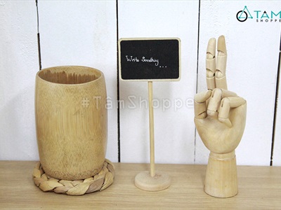 Standee bảng đen viết phấn để bàn đế tròn chân cao 3 kiểu [Tháo lắp - cao 20cm] BANGDEN-09