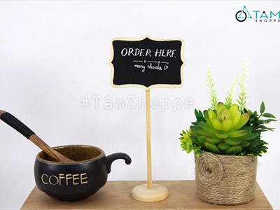 Standee bảng đen viết phấn để bàn đế tròn chân cao 3 kiểu [Tháo lắp - cao 20cm] BANGDEN-09