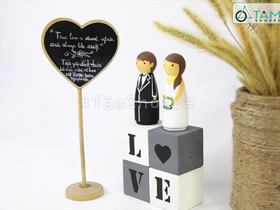 Standee bảng đen viết phấn để bàn đế tròn chân cao 3 kiểu [Tháo lắp - cao 20cm] BANGDEN-09