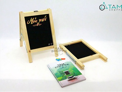 Standee bảng đen viết phấn Menu chữ A 2 mặt để bàn 30x20cm [Dễ viết - Gấp gọn] BANGDEN-04