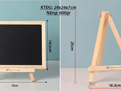 Bảng viết 2 mặt đen trắng viết phấn + bút lông để bàn [Kèm bút phấn + Giá đỡ] BANGDEN-05