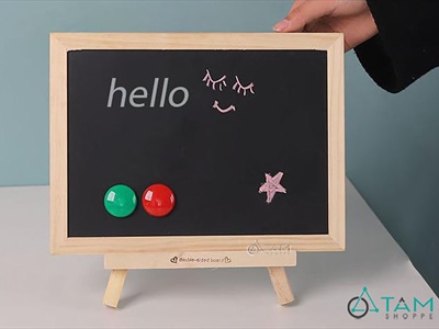 Bảng viết 2 mặt đen trắng viết phấn + bút lông để bàn [Kèm bút phấn + Giá đỡ] BANGDEN-05