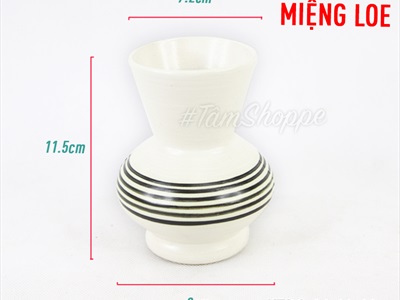 Bình hoa gốm nhỏ trắng sọc đen 2 kiểu BINHLOHOA-01