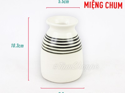 Bình hoa gốm nhỏ trắng sọc đen 2 kiểu BINHLOHOA-01