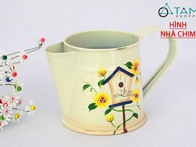 Ca thiếc mini mỏ vịt màu be họa tiết Vintage [in nhiệt - 3 kiểu] CAROTNUOC-01