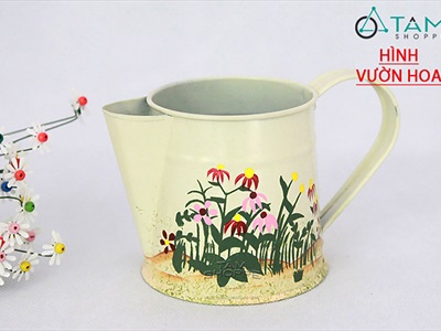 Ca thiếc mini mỏ vịt màu be họa tiết Vintage [in nhiệt - 3 kiểu] CAROTNUOC-01