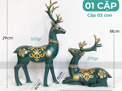 Cặp hươu tài lộc trang trí cao cấp nhiều kiểu [Tinh xảo - Chuẩn đẹp] TCV-HUOU-03