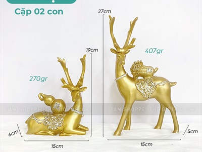 Cặp hươu tài lộc trang trí cao cấp nhiều kiểu [Tinh xảo - Chuẩn đẹp] TCV-HUOU-03