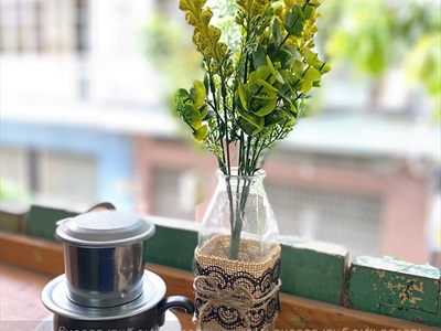 Chai thủy tinh bố ren trụ vuông cao 16cm [5 màu chọn - Kèm nút] CHAILO-HM-05