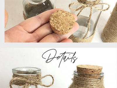 Chai thủy tinh quấn dây thừng trụ tròn cao 19cm [3 kiểu chọn - Kèm nút] CHAILO-HM-02