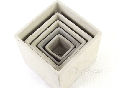 Chậu trồng cây xi măng vuông màu tự nhiên nhiều cỡ CTC-XIMANG-01