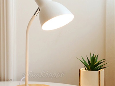 Đèn bàn học đế gỗ chụp phễu 5 màu Pastel Nordic Style DBH-DB-01