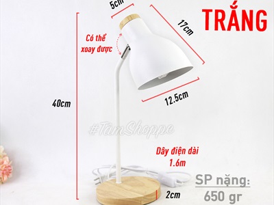 Đèn bàn học đế gỗ chụp phễu 5 màu Pastel Nordic Style DBH-DB-01