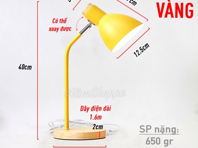Đèn bàn học đế gỗ chụp phễu 5 màu Pastel Nordic Style DBH-DB-01