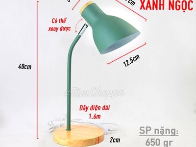 Đèn bàn học đế gỗ chụp phễu 5 màu Pastel Nordic Style DBH-DB-01