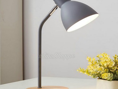 Đèn bàn học đế gỗ chụp phễu 5 màu Pastel Nordic Style DBH-DB-01