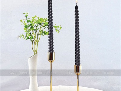 Hộp 4 cây nến taper xoắn màu nhủ sang trọng [Cao 25cm - cháy 4h] NEN-TAPER-01