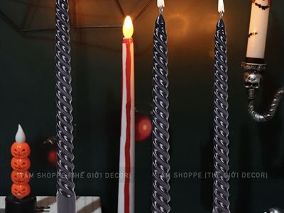 Hộp 4 cây nến taper xoắn màu nhủ sang trọng [Cao 25cm - cháy 4h] NEN-TAPER-01