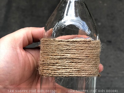 Chai thủy tinh quấn dây thừng dáng bom nút bần cao 13cm [3 kiểu chọn - Kèm nút] CHAILO-HM-01