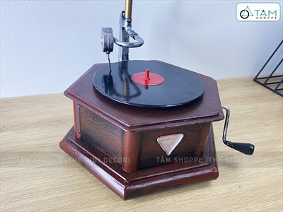 Mô hình máy phát nhạc loa kèn cổ điển cỡ lớn [Kim loại - Dày đẹp] MAYHAT-01