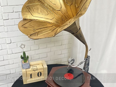 Mô hình máy phát nhạc loa kèn cổ điển cỡ lớn [Kim loại - Dày đẹp] MAYHAT-01
