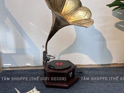 Mô hình máy phát nhạc loa kèn cổ điển cỡ lớn [Kim loại - Dày đẹp] MAYHAT-01
