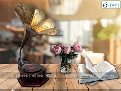 Mô hình máy phát nhạc loa kèn cổ điển cỡ lớn [Kim loại - Dày đẹp] MAYHAT-01