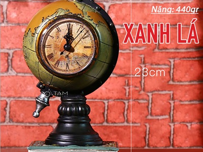 Mô hình quả địa cầu để bàn có đồng hồ Vintage MHVT-QDC-01