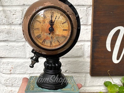 Mô hình quả địa cầu để bàn có đồng hồ Vintage MHVT-QDC-01