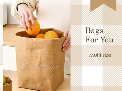Set 05 túi giấy xi măng kraft đựng đồ cùng cỡ TUIGIAY-02