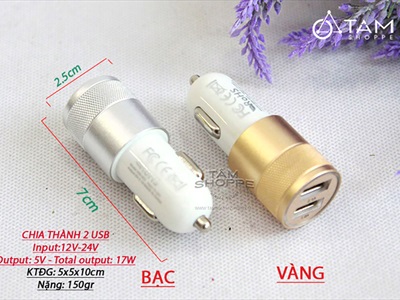 Bộ chia tẩu sạc ô tô đầu điếu thuốc ra 2 cổng USB nhỏ gọn DOCHOIOTO-01