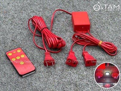 Bộ dây điện đỏ treo 2 lồng đèn có remote hẹn giờ [Dây dài - 220V 10W] DAYDIEN-01