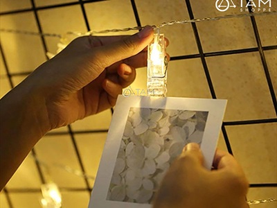 Dây đèn kẹp ảnh Led vàng ấm 5m 30 kẹp [Sáng đẹp - Kèm Pin/Cáp USB] DAYDEN-02