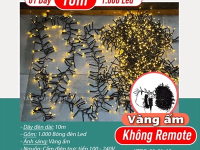 Dây đèn Led Âu Mỹ pháo tiểu 10m 1000Led [Dây xanh - Chuẩn loại 01] DAYDEN-01