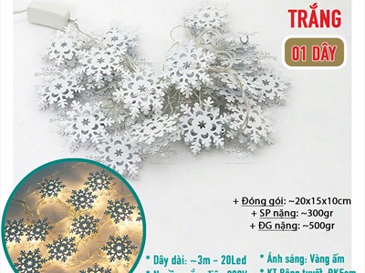 Dây đèn led bông tuyết kim loại trắng [3m 20Led - Điện] DAYDEN-20