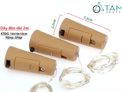 Dây đèn led đom đóm nút chai decor [2m 20Led - Sẵn pin] DAYDEN-16